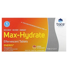 TM Sport, Max-Hydrate Energy Effervescent Tablets, Orange, 8 Tubes, 10 Tablets