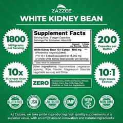 White Kidney Bean Extract 200 Veggie Caps Weight Management 1800 mg Per Serving