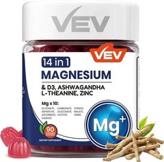VEV 14-in-1 Magnesium Complex Gummies –L*Theanine,Cortisol Supplements designed