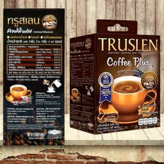 Truslen Coffee Plus Instant Coffee Mix Sugar Free Diet Coffee 80 Sachets (2 Box)