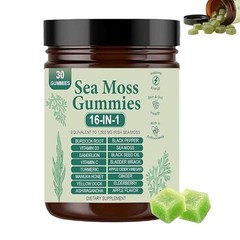 16 in 1 Organic Sea Moss Gummy | Irishmoss Extract 6000Mg | Green Apple Flavor