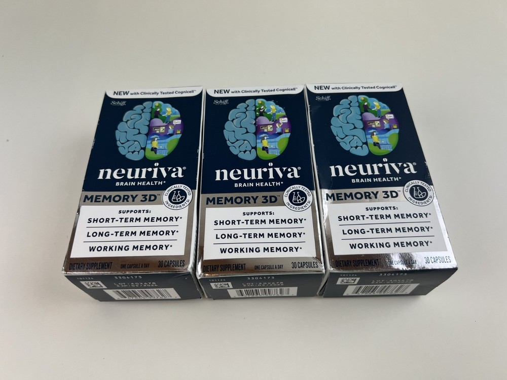 Lot of 3 – Neuriva Memory 3D Brain Health 30 Capsules (90 Total) EXP 05/2026