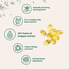 2-in-1 Oil of Oregano & Black Seed Softgels–with Carvacrol for Immune & Wellness