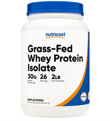 Nutricost Grass-Fed Whey Protein Isolate, Unflavored, 2 lb