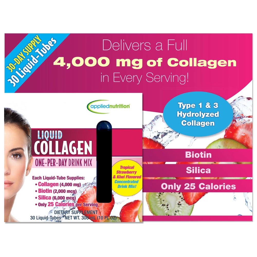 Applied Nutrition Liquid Collagen Tropical Strawberry & Kiwi, 10mL (30 Count)