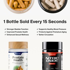 SNAP Nitric Oxide Booster & Prostate Health Bundle Saw Palmetto 180 Capsules