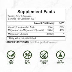 Magnesium Glycinate 500mg Vitamin C 240 Capsules