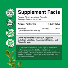 Pure Selenium Thyroid Support Supplement – Selenium 200mcg Antioxidant