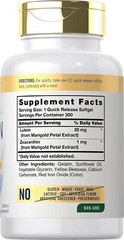 Lutein 20mg and Zeaxanthin | 300 Softgels | Non-GMO & Gluten Free | by Carlyle