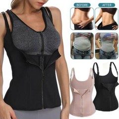 Women’s Sports Sauna Sweat Waist Trainer Vest Zipper Gym Slimming Body Shaper US