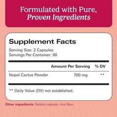 Natural 700 mg Nopal Cactus Capsules – Immediate Release Gluten-Free Supplement