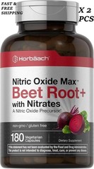 2 BOTTLES-Nitric Oxide Beet Root Capsules |With Nitrates |180 Count| by Horbaach