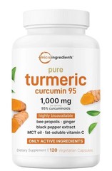 Turmeric Curcumin 95% 1000mg with Ginger Black Pepper MCT 120 Veggie Capsules