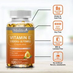 Vitamin E Oil 120 Softgels | Vit E Capsules for Hair Skin Nail Face Health Vegan