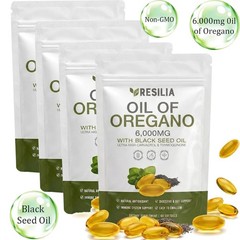 3X Resilia Oil of Oregano 6000mg with Black Seed Oil Softgels – 60 Capsules
