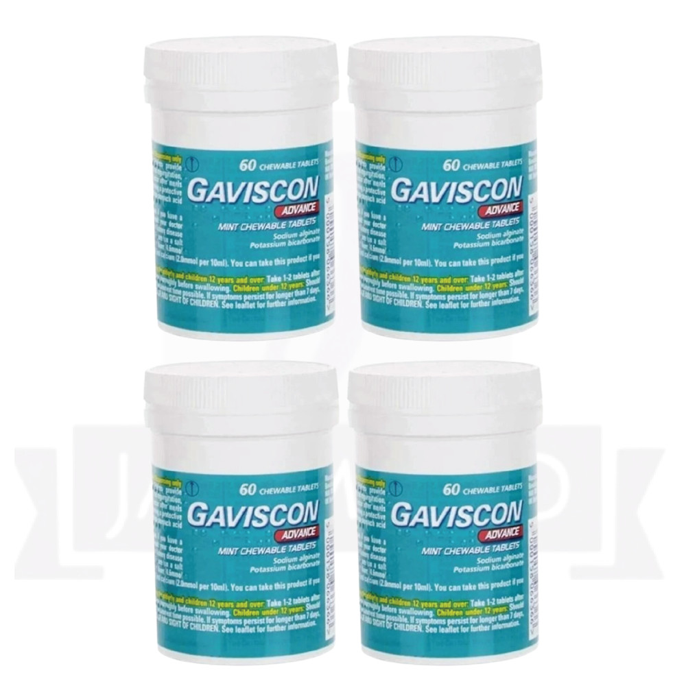 Gavscon Advance Chewable Mint Tablet 60ct PACK OF 4