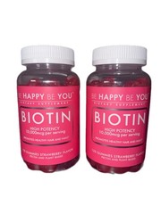 2x Be Happy Be You Biotin High Potency Hair & Nails 120 Gummies Lot of 2 Bottles
