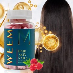 WEEM Hair Skin and Nails Gummies, Vegan biotin Vitamins, Healthy Hair