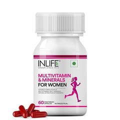 INLIFE Multivitamin for Women with Biotin, Vitamin D, Calcium 60 Veg Caps Z275