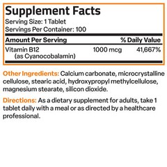 Bronson Vitamin B12 Sustained Release NON-GMO, 100 Tablets