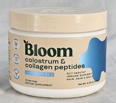 Bloom Colostrum & Collagen Peptides Unflavored 4.16 Oz – 25 Servings – NEW