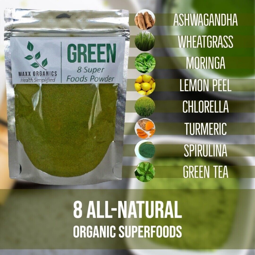 MAXX Organics 8 SUPER FOODS POWDER 90 Day Supply Compare to Orgain, Vital Greens
