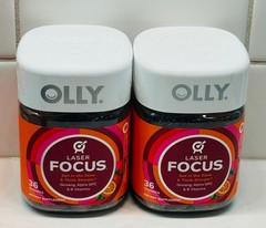 OLLY Laser Focus Gummy Ginseng Alpha GPC B Vitamins Berry Tangerine Fla New
