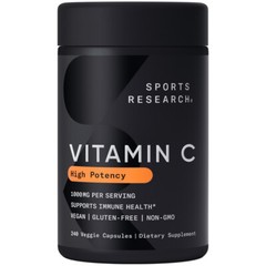 High Potency Vitamin C 1000mg Vegan Veggie Antioxidant & Immune Support 240 Ct