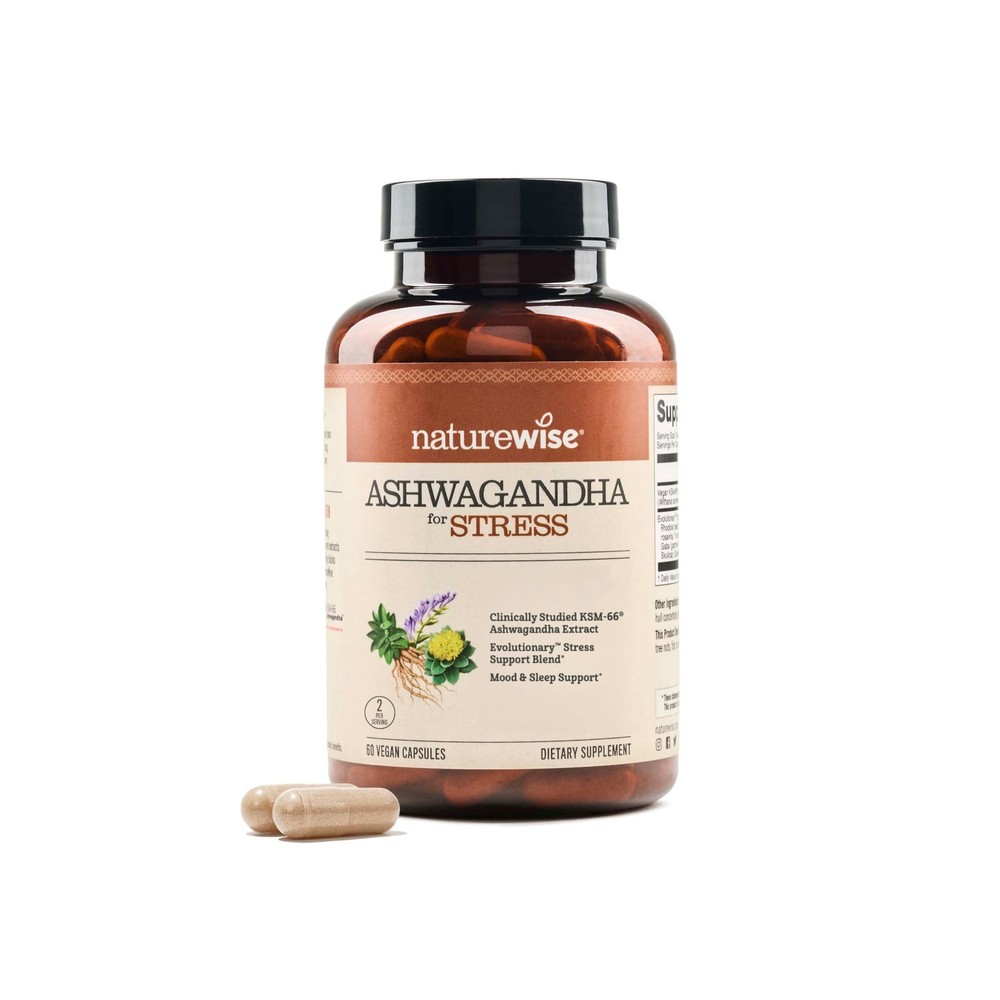NatureWise Ashwagandha for Stress – With KSM-66 Extract, GABA, … FAST USA SHIP