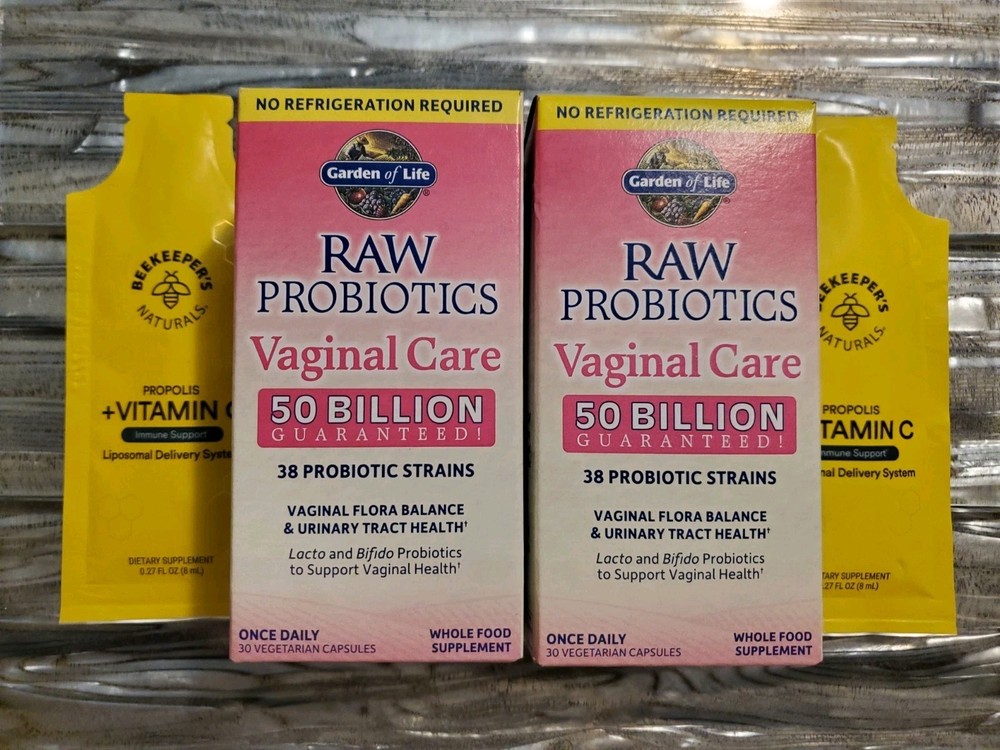 2 Garden of Life Probiotics Vaginal Care 60 total caps + $9 of FREE Vitamin C!!