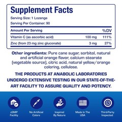 Zinc Lozenges with Vitamin C for Immune Support – High 90 Count (Pack of 1)