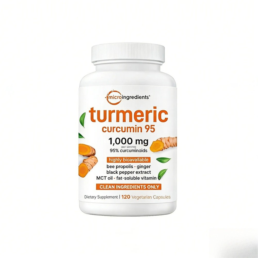 Micro Ingredients Turmeric Curcuminoids, 1000mg.95% Black Pepper & MCT,120 Caps