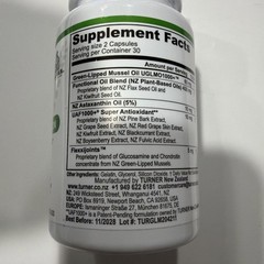 Turner New Zealand Green-Lipped Mussel Oil Omega-3 Joint Support 60 Caps