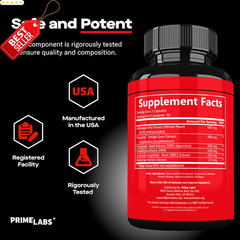 Prime Test Pro Testosterone Supplement Men Ashwagandha Shilajit DIM 60Ct US