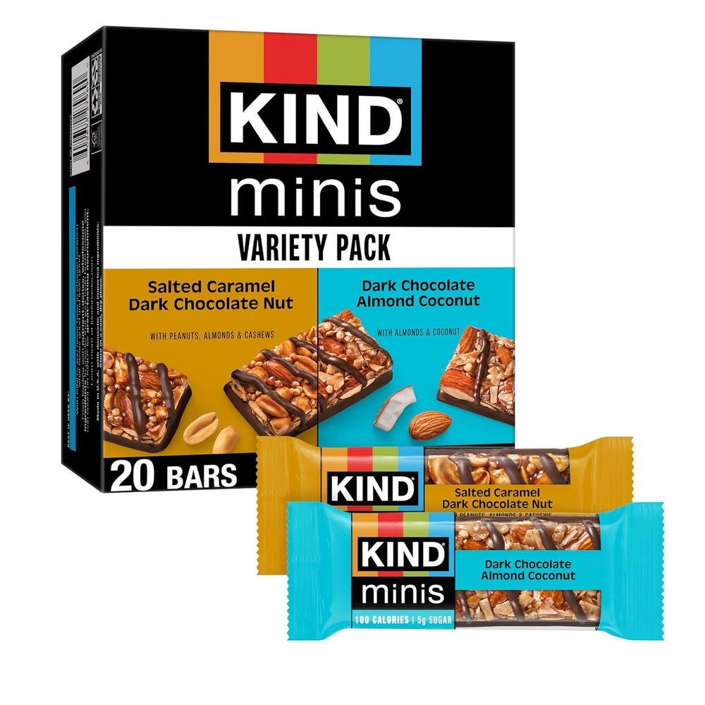KIND Mini Snack Bars Variety Pack, Gluten Free, Low Sugar, Low Calorie Snacks, D