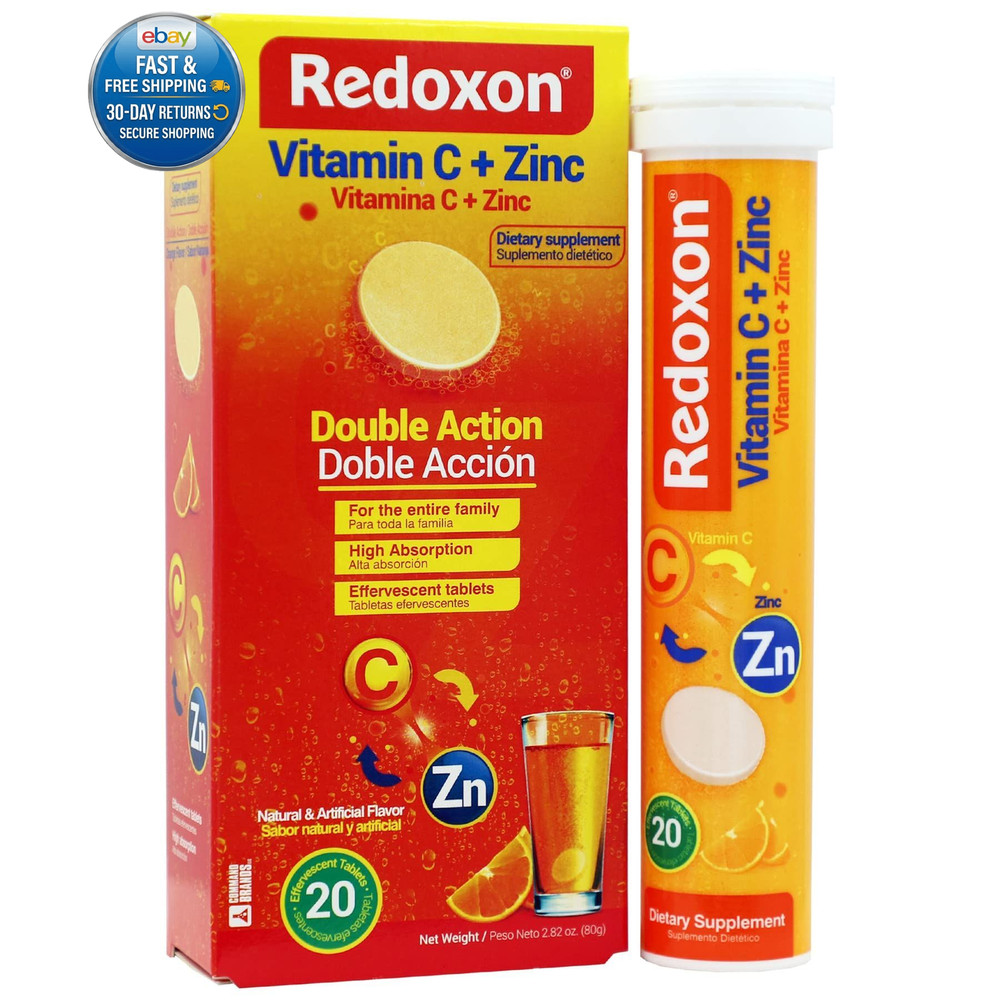 Vitamin C + Zinc, Effervescent Tablets 20 Count (Pack of 1), Orange