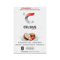 CELSIUS On The Go Energy Drink Mix, Strawberry Coconut (14 Stick Pack). New