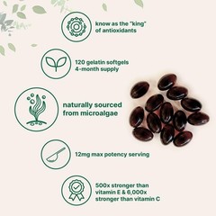 Astaxanthin 12mg with MCT Oil+120 Softgels, 4 Month Supply | Premium Astaxanthi