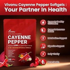 VivoNu Cayenne Pepper Softgels – 240 Capsules for Circulation & Heart Health