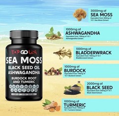 Sea Moss Black Seed Oil Ashwagandha Burdock Root Turmeric 90 Capsules
