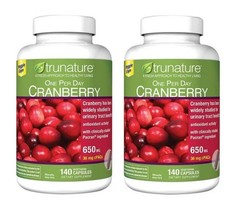 Trunature One Per Day Cranberry 650 mg, 36 mg cPACs, 140 Vegetarian Capsules X 2