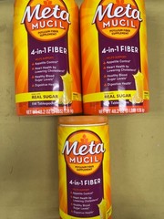 3 New Meta Mucil 4-in-1 Fiber with Real Sugar – 1 23.3oz & 2 48.2oz Exp. 07/27+