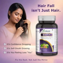 3 Pack VITA.NEEDS Biotin 60 Veg Caps Plant Based