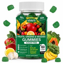 VIDAVITE Sugarfree Super Greens Gummies — USMade, 35+ Fruit and Veggie gummie…