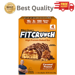 FITCRUNCH High Protein Bar Caramel Peanut 16g Protein 4 Count 1.62oz