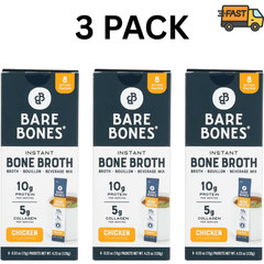 3 Pack Bare Bones Chicken Bone Broth Sticks 8 Pack Instant Broth Mix