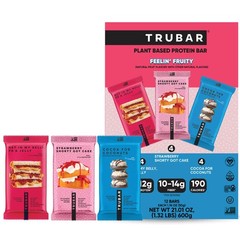 TRUBAR Vegan Protein Bars, Feelin’ Fruity Variety Pack, PB & Jelly, Strawberr…