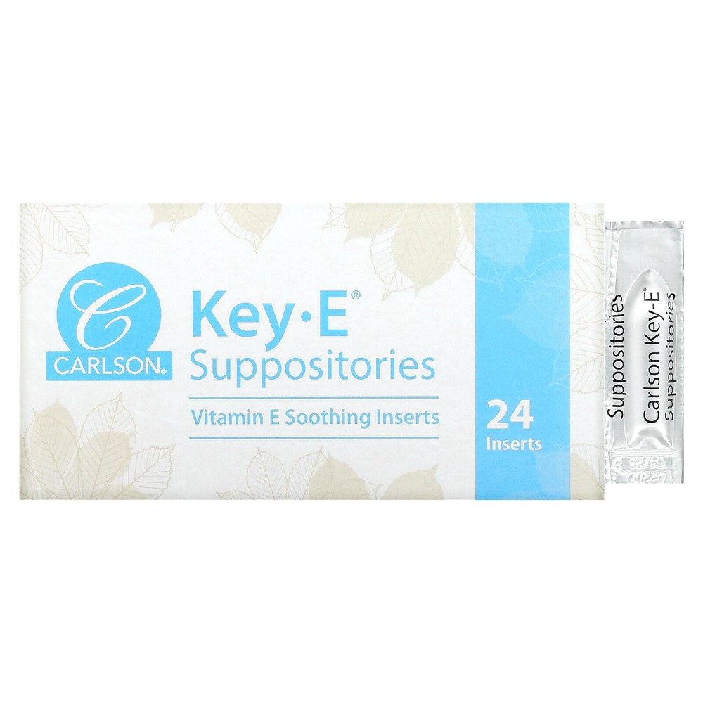 Carlson Labs Key E Suppositories 24 Soothing Inserts All-Natural