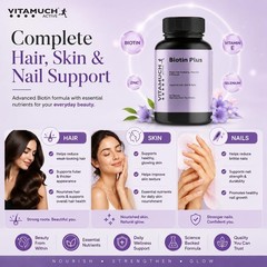 Vita.much Biotin Plus Hair Skin Nails 60 Tablets Zinc Iron