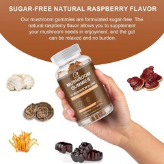 8 in 1 Mushroom Gummies Complex Ashwagandha & Lions Mane Reishi, Cordyceps…